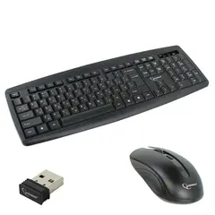 Набор беспроводной GEMBIRD KBS-8000, клавиатура, мышь 5 кнопок + 1 колесо-кнопка, черный, фото 1