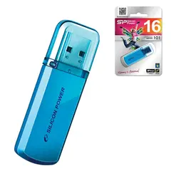 Флэш-диск 16 GB, SILICON POWER Helios 101, USB 2.0, металлический корпус, голубой, SP16GBUF2101V1B, фото 1