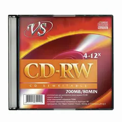 Диск CD-RW, VS, 700 Mb, 4-12 x Slim Case, 1 штука, VSCDRWSL01, фото 1