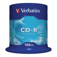 Диски CD-R VERBATIM 700 Mb 52х, КОМПЛЕКТ 100 шт., Cake Box, 43411, фото 1