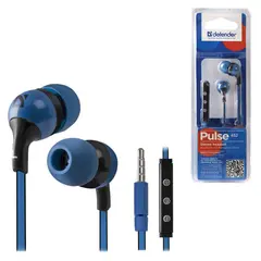 Наушники с микрофоном (гарнитура) DEFENDER Pulse 452, проводная, 1,2 м, вкладыши, для Android, синяя, 63452, фото 1