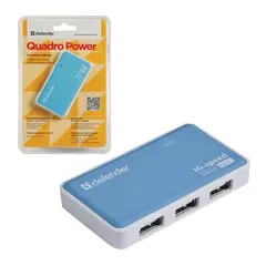 Хаб DEFENDER QUADRO POWER, USB 2.0, 4 порта, порт для питания, 83503, фото 1