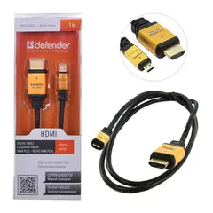 Кабель HDMI-microHDMI, 1м, DEFENDER, M-M, для передачи цифрового аудио-видео, 87462, фото 1