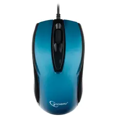 Мышь проводная бесшумная GEMBIRD MOP-405-B, USB, 2 кнопки+1 колесо-кнопка, оптическая, металлик синяя, фото 1