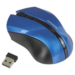 Мышь беспроводная SONNEN WM-250Bl, USB, 1600 dpi, 3 кнопки + 1 колесо-кнопка, оптическая, синяя, 512644, фото 1