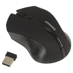 Мышь беспроводная SONNEN WM-250Bk, USB, 1600 dpi, 3 кнопки + 1 колесо-кнопка, оптическая, черная, 512642, фото 1