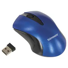 Мышь беспроводная SONNEN M-661Bl, USB, 1000 dpi, 2 кнопки + 1 колесо-кнопка, оптическая, синяя, 512648, фото 1