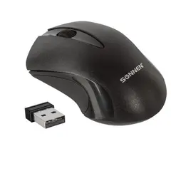 Мышь беспроводная SONNEN M-661Bk, USB, 1000 dpi, 2 кнопки + 1 колесо-кнопка, оптическая, черная, 512647, фото 1