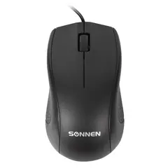 Мышь проводная SONNEN М-201, USB, 1000 dpi, 2 кнопки + колесо-кнопка, оптическая, черная, 512631, фото 1