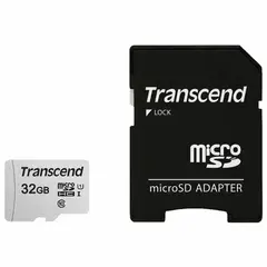 Карта памяти microSDHC 32 GB TRANSCEND UHS-I U3, 95 Мб/сек (class 10), адаптер, TS32GUSD300S-A, фото 1