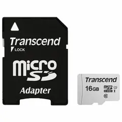 Карта памяти microSDHC 16 GB TRANSCEND UHS-I U1, 95 Мб/сек (class 10), адаптер, TS16GUSD300S-A, фото 1