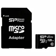 Карта памяти microSDXC 128 GB SILICON POWER Elite UHS-I U3, V30, 75 Мб/сек (cl.10) адаптер SP128GBSTXBU1V1, фото 1