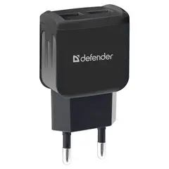 Зарядное устройство сетевое (220 В) DEFENDER UPC-23, кабель Type-C 1м, вых. ток 2,1 А, черное, 83583, фото 1