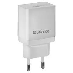 Зарядное устройство сетевое (220 В) DEFENDER EPA-10, 1 порт USB, выходной ток 2,1 А, белое, 83549, фото 1