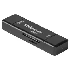 Картридер DEFENDER Multi Stick, USB 2.0, microUSB, Type-C, порты SD, micro SD , черный, 83206, фото 1