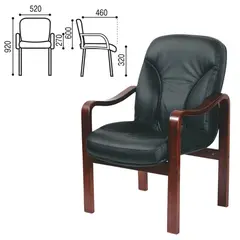 Кресло для приемных и переговорных СН-658/CH-422, кожа, черное, 6025104, фото 1