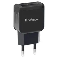 Зарядное устройство сетевое (220 В) DEFENDER UPC-21, кабель microUSB 1 м, выходной ток 2,1 А, черное, 83581, фото 1