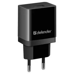 Зарядное устройство сетевое (220 В) DEFENDER EPA-10, 1 порт USB, выходной ток 2,1 А, черное, 83572, фото 1