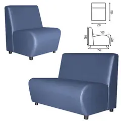 Кресло мягкое &quot;Клауд&quot;, &quot;V-600&quot;, 550х750х780 мм, без подлокотников, экокожа, голубое, фото 1