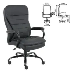 Кресло офисное BRABIX PREMIUM &quot;Heavy Duty HD-001&quot;, усиленное, НАГРУЗКА до 200 кг, экокожа, 531015, фото 1