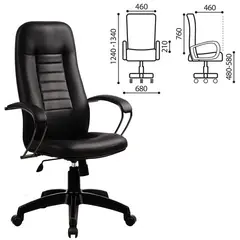 Кресло офисное МЕТТА &quot;BP-2PL&quot;, перфорированная кожа, черное, фото 1