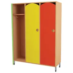 Шкаф для одежды детский, 3 отделения, 1080х340х1340 мм, бук бавария/цветной фасад, фото 1