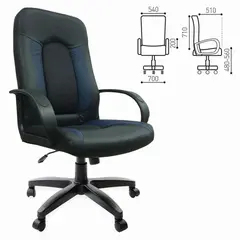 Кресло офисное BRABIX &quot;Strike EX-525&quot;, экокожа черная/синяя, ткань серая, TW, 531378, фото 1