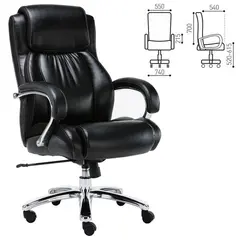 Кресло офисное BRABIX PREMIUM &quot;Status HD-003&quot;, нагрузка до 250 кг, рециклированная кожа, хром, черное, 531821, фото 1