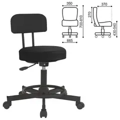 Кресло РС12, без подлокотников, кожзам, черное, РС01.00.12-201, фото 1