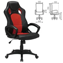 Кресло офисное BRABIX &quot;Rider EX-544&quot;, экокожа черная/ткань красная, 531583, фото 1