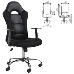 Кресло офисное BRABIX &quot;Fusion EX-560&quot;, экокожа/ткань, хром, черное, 531581, фото 1