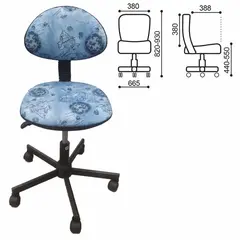 Кресло детское КР09Л, без подлокотников, голубое с рисунком, КР01.00.09Л-110, фото 1