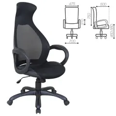 Кресло офисное BRABIX PREMIUM &quot;Genesis EX-517&quot;, пластик черный, ткань/экокожа/сетка черная, 531574, фото 1
