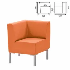 Кресло мягкое угловое &quot;Хост&quot; М-43, 620х620х780 мм, без подлокотников, экокожа, оранжевое, фото 1