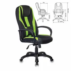 Кресло компьютерное VIKING-9/BL+SD, подушка, экокожа/ткань, черное/зеленое, фото 1