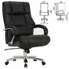 Кресло офисное BRABIX PREMIUM &quot;Bomer HD-007&quot;, НАГРУЗКА до 250 кг, рецикл. кожа, хром, черное, 531939, фото 1