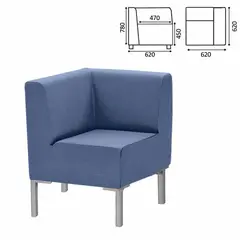 Кресло мягкое угловое &quot;Хост&quot; М-43, 620х620х780 мм, без подлокотников, экокожа, голубое, фото 1