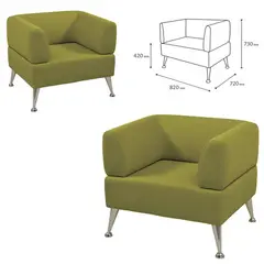 Кресло мягкое &quot;Норд&quot;, &quot;V-700&quot;, 820х720х730 мм, c подлокотниками, экокожа, светло-зеленое, фото 1