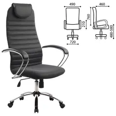 Кресло офисное МЕТТА BK-10CH, ткань-сетка, хром, серое, фото 1