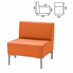 Кресло мягкое &quot;Хост&quot; М-43, 620х620х780 мм, без подлокотников, экокожа, оранжевое, фото 1