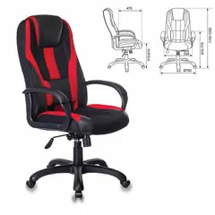Кресло компьютерное VIKING-9/BL+RED, подушка, экокожа/ткань, черное/красное, фото 1