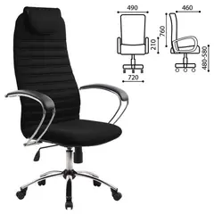 Кресло офисное МЕТТА BK-10CH, ткань-сетка, хром, черное, фото 1