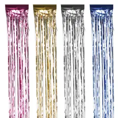 Дождик новогодний, ширина 100 мм, длина 1,5 м, ассорти (серебро, золото, красный, синий), ДН-100, фото 1