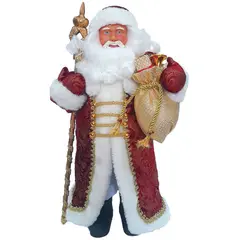 Дед Мороз декоративный, пластик/ткань, высота 41 см, в бордовой шубе, 75901, фото 1