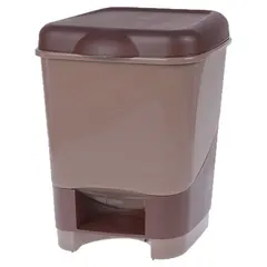 Ведро-контейнер 20 л, с крышкой и педалью, для мусора, 43х32х32 см, цвет серый, бежевый/коричневый, 4342800, фото 1