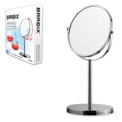 Зеркало косметическое настольное круглое, диаметр 17 см, двустороннее с увеличением, BRABIX, 602852, фото 1