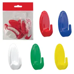 Крючки самоклеящиеся, комплект 10 шт., пластиковые, цвет микс/белый ротанг, IDEA, М 2231, фото 1