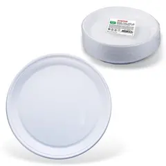 Одноразовые тарелки плоские, КОМПЛЕКТ 100 шт., пластик, d=220 мм, &quot;СТАНДАРТ&quot;, белые, ПП, холодное/горячее, ЛАЙМА, 602649, фото 1