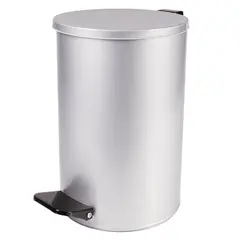 Ведро-контейнер для мусора с педалью УСИЛЕННОЕ, 10 л, кольцо под мешок, серое, оцинкованная сталь, фото 1