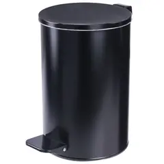 Ведро-контейнер для мусора с педалью УСИЛЕННОЕ, 10 л, кольцо под мешок, черное, оцинкованная сталь, фото 1